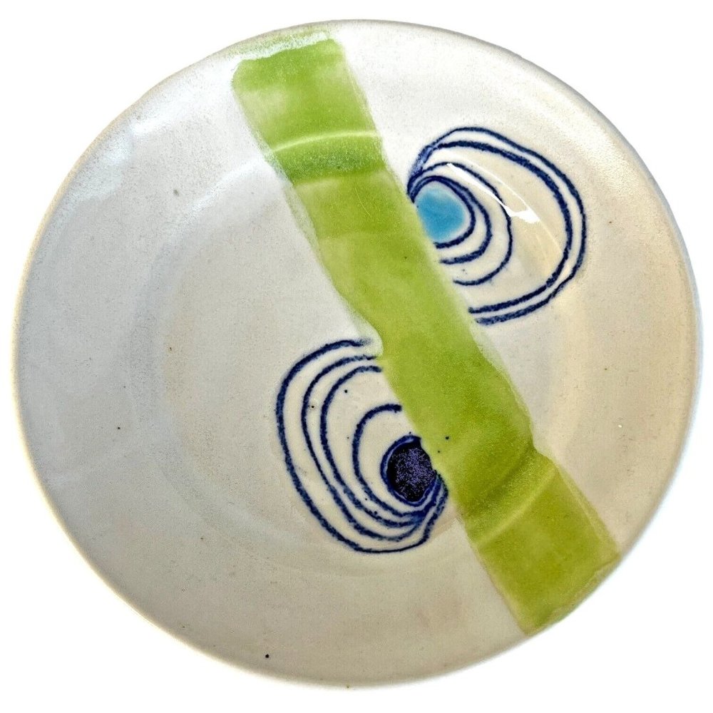 Bella Joy Studio Pottery Plate Heidi Fahrenbacher 7.5" Hand Made Green Signed